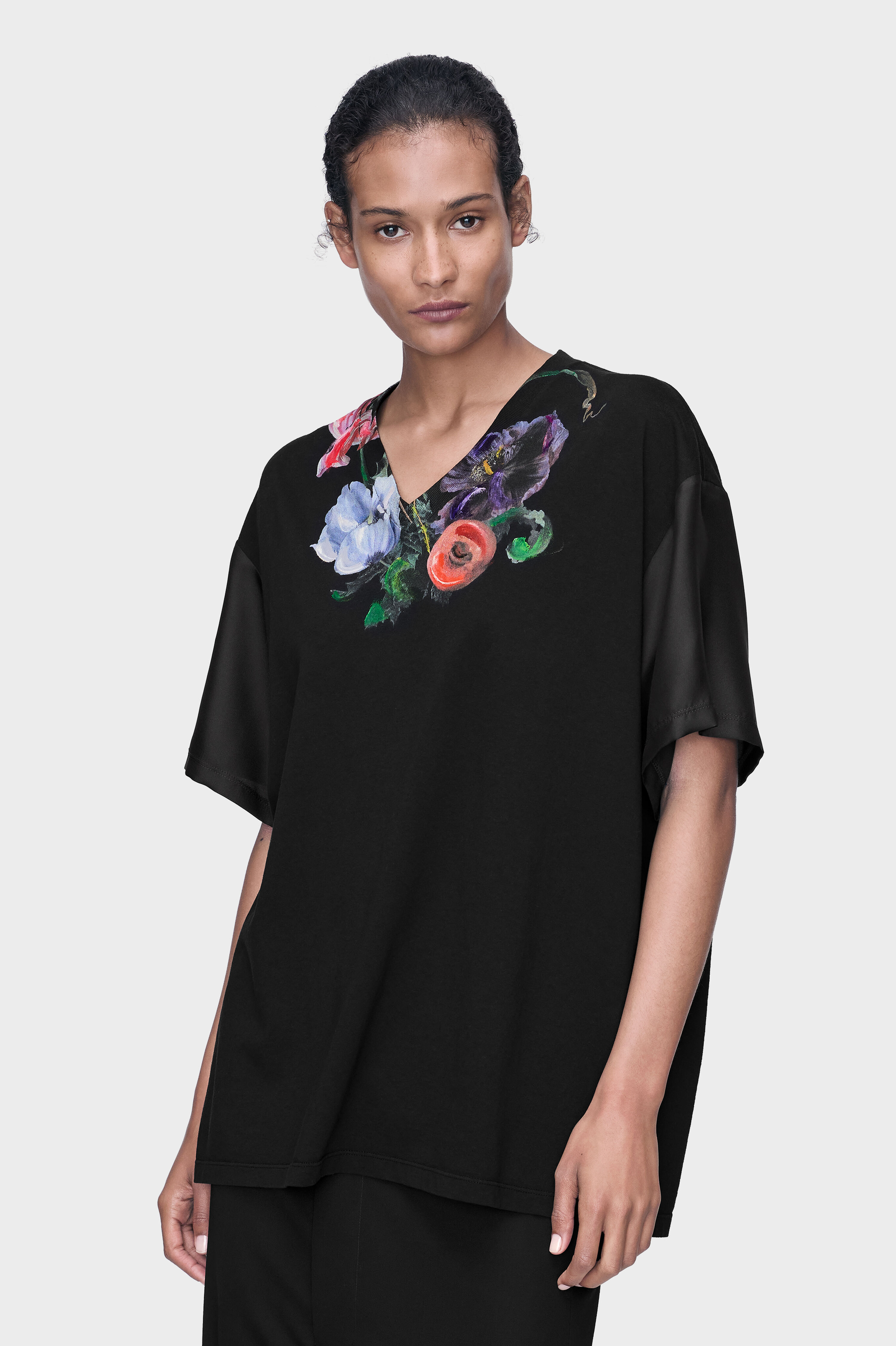 Flower Cotton-Silk T-Shirt
