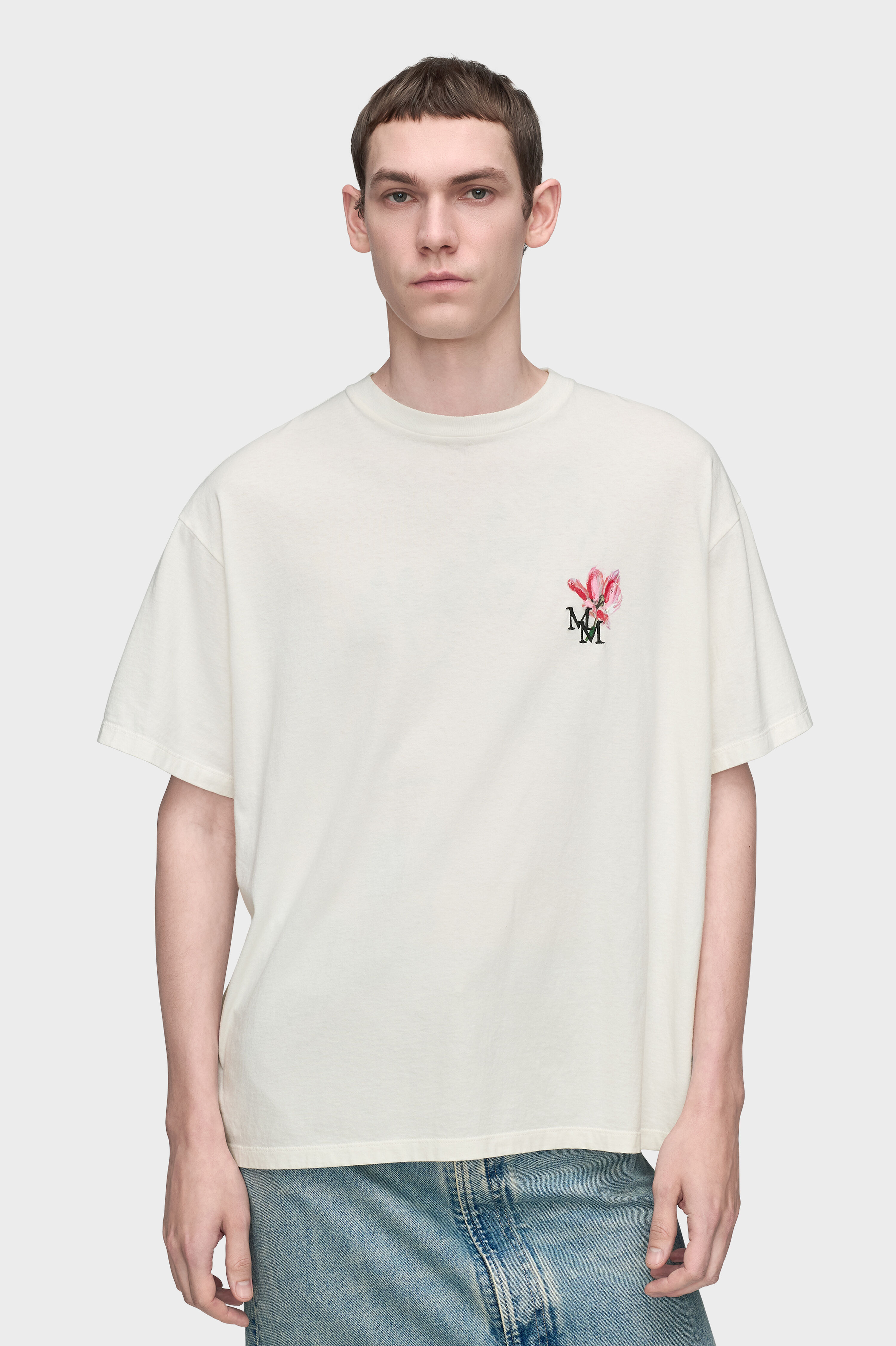 Floral MM Embroidered Cotton T-Shirt