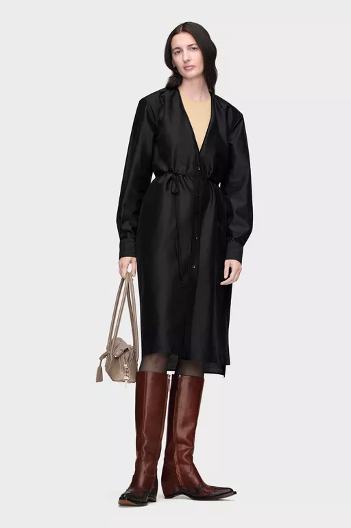 Virgin Wool Midi Shirt Dress - Midi Dress