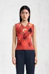 Red - Argyle Knit Sleeveless Top