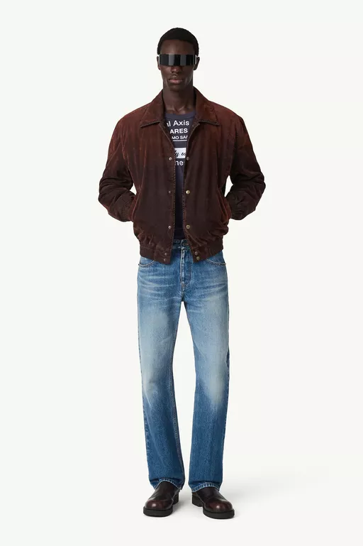 Overdyed flocked denim jacket
