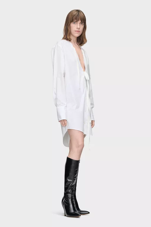 V-Neck Shirt Dress - Midi Dress
