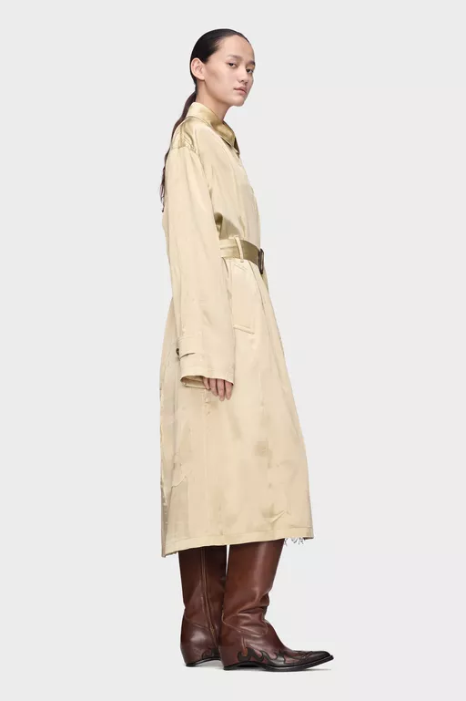 Creased Silk Trench Coat - Raincoats