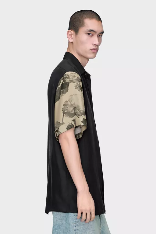 Floral Sleeve Silk Shirt - Shirts