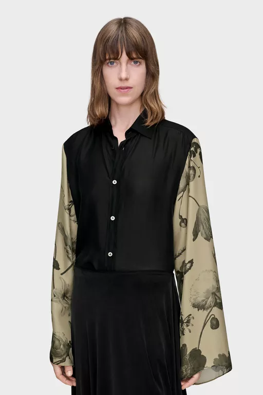 Camisa de seda con estampado floral - Camisas