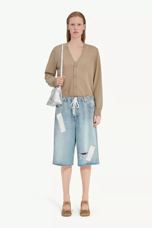 Taped denim shorts - Shorts