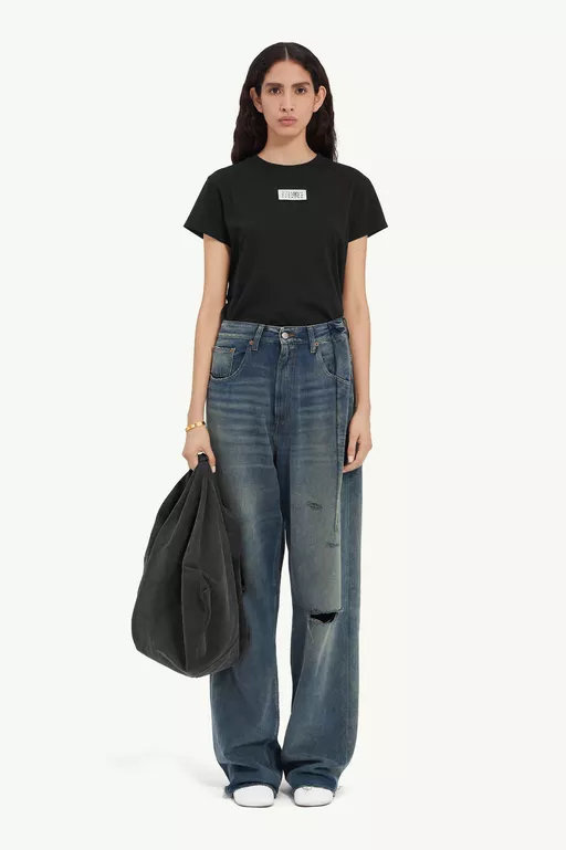 Aged denim jeans