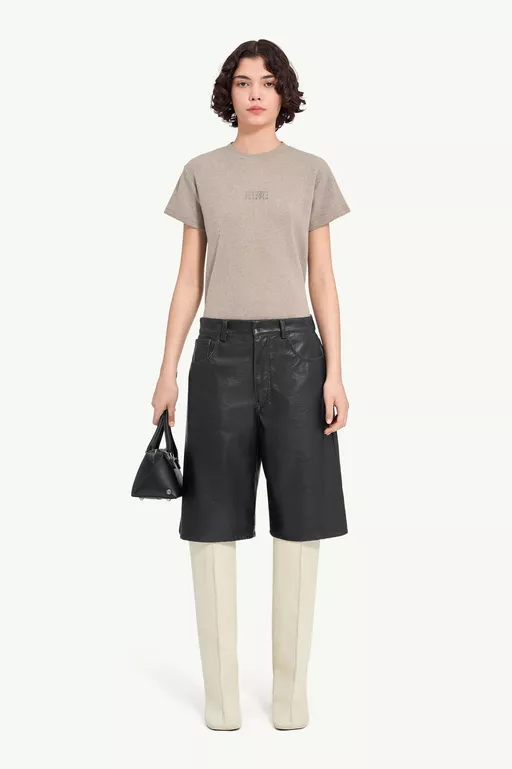 Faux leather knee-length shorts - Shorts
