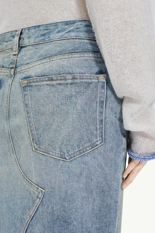 Mid-length denim skirt - Skirts
