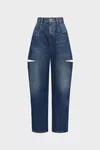 Washed indigo - Cut-out jeans