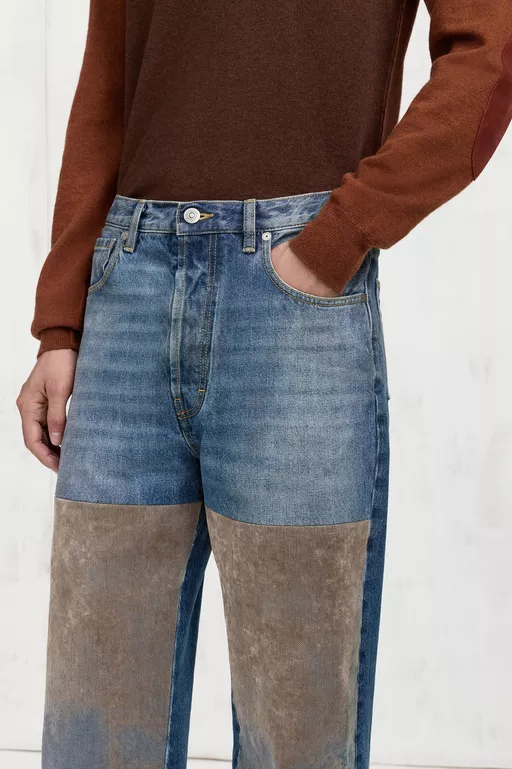 Tapestry Panel Jeans - Denim