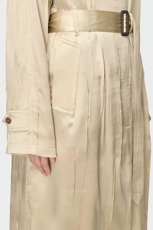 Creased Silk Trench Coat - Raincoats