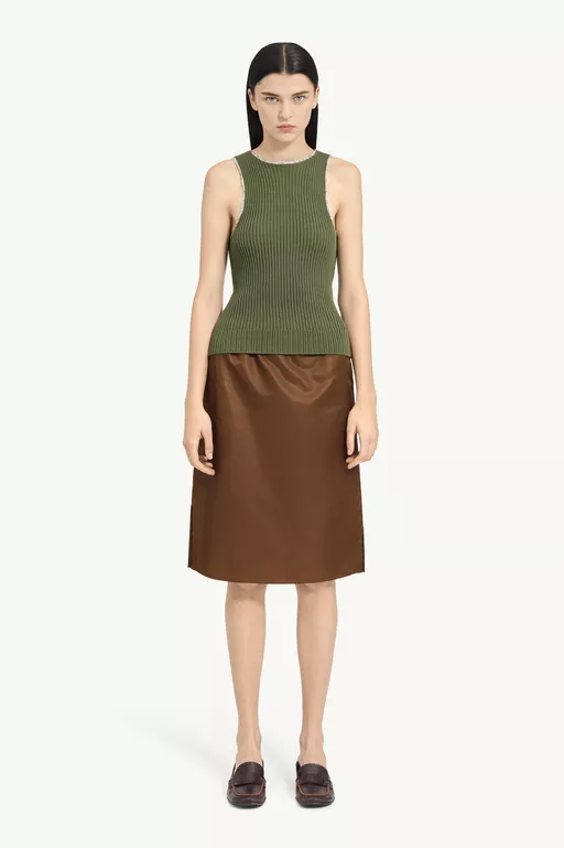 Ribbed Knit Sleeveless Top - Short-sleeved Top