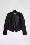 Black - Cropped Double-Breasted Tuxedo Jacket