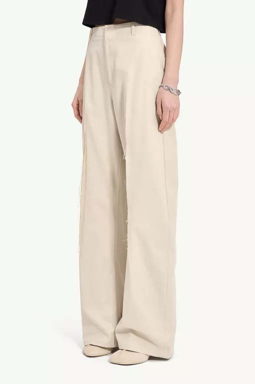 Light cotton twill wide-leg trousers - Pants