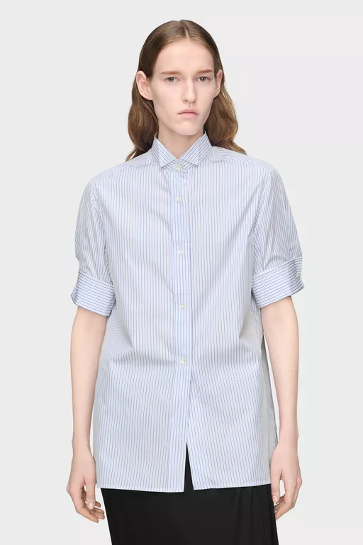 Camisa de algod&oacute;n de manga corta a rayas - Camisas