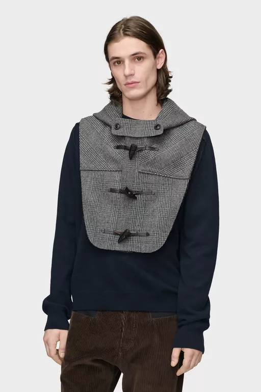 Checked Wool Cropped Vest - Scarves