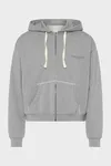 Grey Melange - Zipped Hooded Sweatshirt