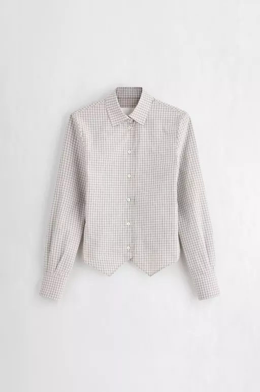チェックコットン スワローテールシャツ - シャツ