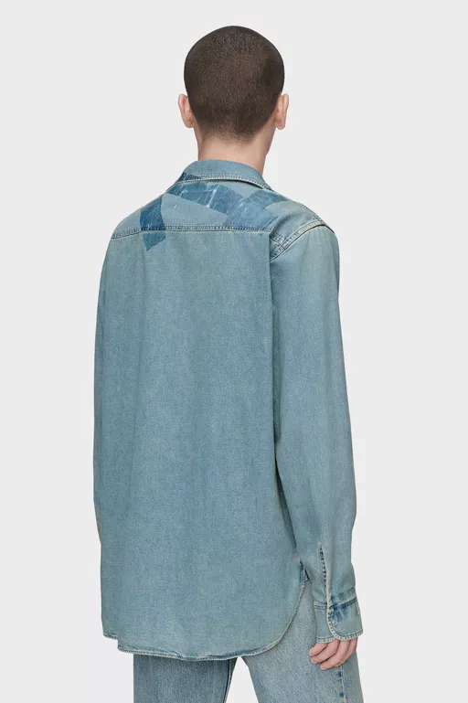 Taped Denim Shirt - Long-sleeved Shirt