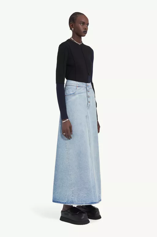 Long denim skirt - Skirts