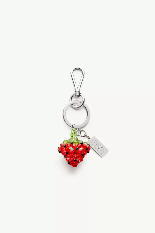 Strawberry Beaded Numeric Keyring - Key Rings