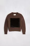 Brown - Velvet-Panel Wool Sweater
