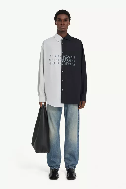 Two-tone cotton poplin shirt - Shirts