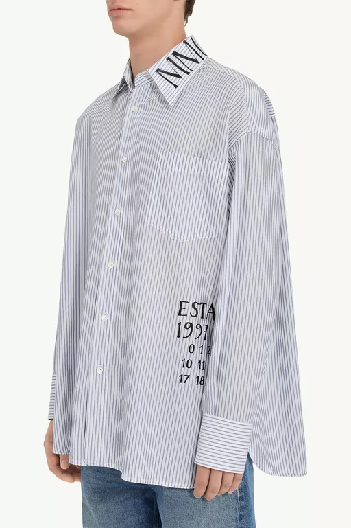 Asymmetric striped poplin shirt - Shirts