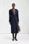 Navy Blue - Collarless Virgin Wool Coat