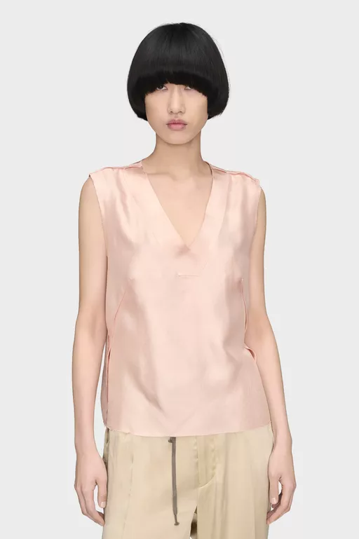 Silk V-Neck Top - Tops