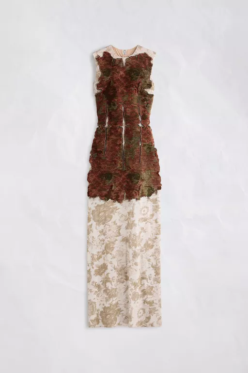 Slashed Velvet Floral Maxi Dress - Maxi Dress