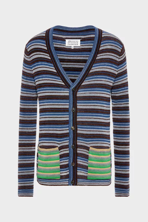 Striped Wool Cardigan - Cardigan