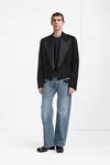 Black - Cropped Double-Breasted Tuxedo Jacket