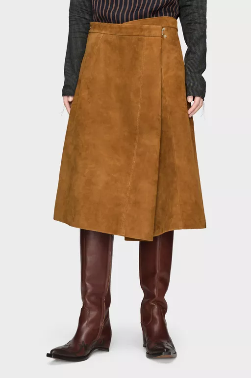 Falda midi cruzada de ante - Faldas Midi