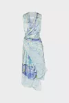 Bleu Clair - Robe portefeuille drap&eacute;e &agrave; motif floral