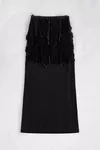 Black - Velvet Panel Maxi Skirt