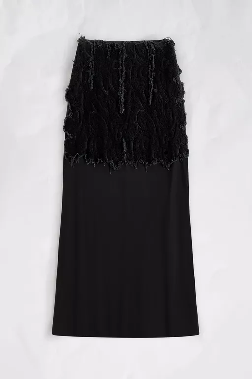 Velvet Panel Maxi Skirt
