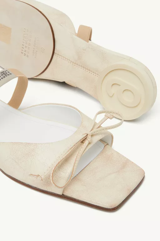 Bow-detailed leather slingback shoes - Sandals