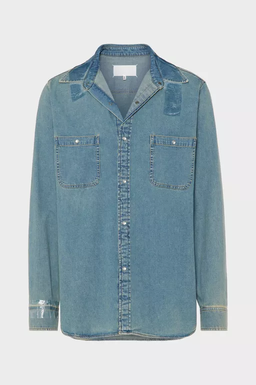Taped Denim Shirt - Long-sleeved Shirt