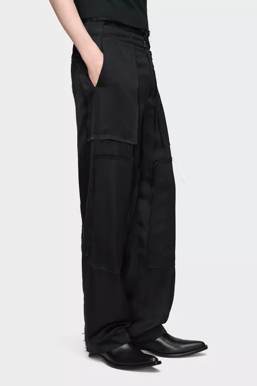 Patchwork Satin Trousers - Pants
