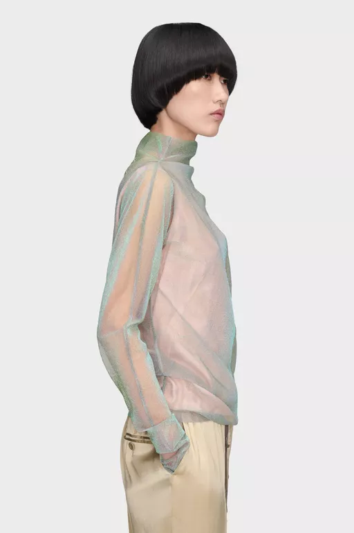 Jersey drapeado con efecto brillante - Punto