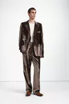 Mud brown - Velvet Wide-Leg Trousers