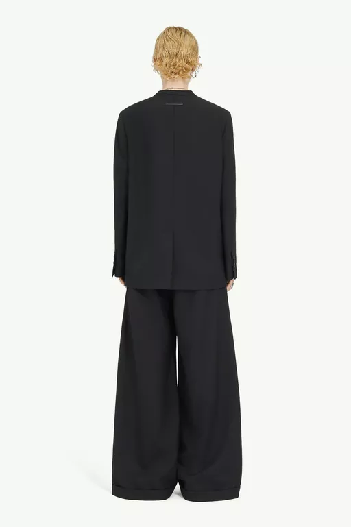 Collarless Padded Suit Jacket - Jackets
