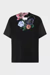 Negro - Camiseta de algod&oacute;n y seda con estampado floral