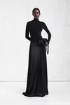 Black - Elongated Satin Maxi Skirt