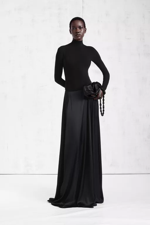 Elongated Satin Maxi Skirt - Long skirts
