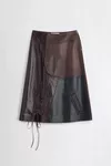 Brown - Assemblage Calf Leather Midi Skirt