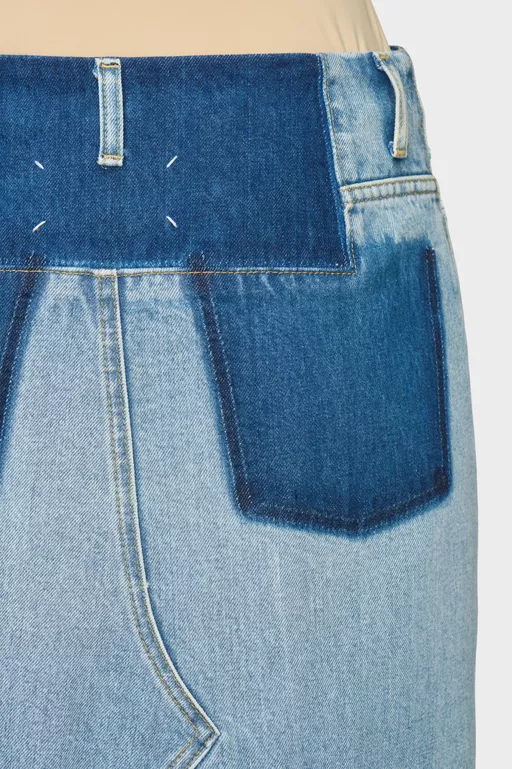 Two-Tone Denim Maxi Skirt - Long skirts