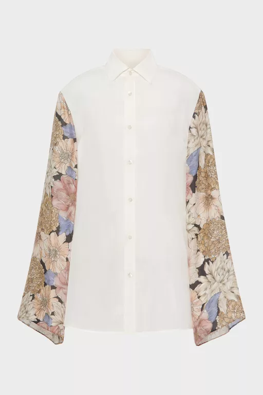 Camisa de seda con estampado floral - Camisas